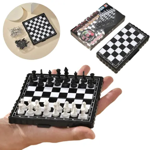 1 세트 접이식 미니 휴대용 자기 체스 어린이 성인 퍼즐 보드 게임 여행 캠핑 학습 엔터테인먼트 장난감 선물