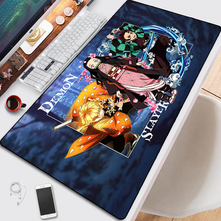 Anime Demon Slayer HD Printing Mousepad Computer Lock Edge Keyboard Mat PC Desk Pad Large Mouse Pad Gaming Accessories