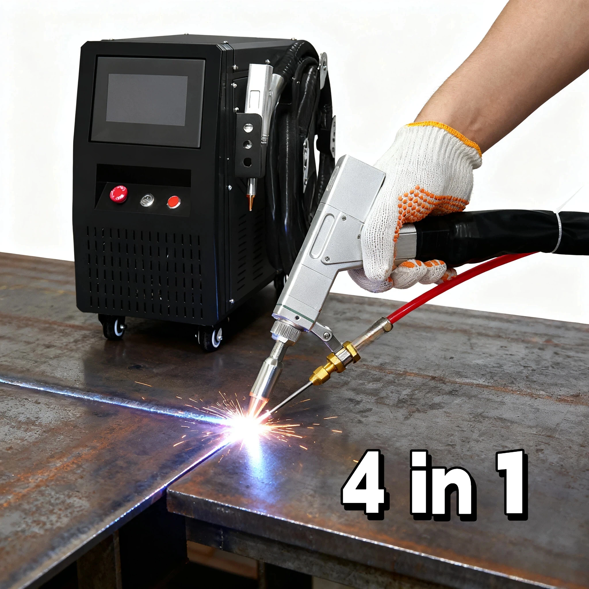 900W 1200W 1500W Steel Aluminum 4 in 1 Welder Portable Air Cooling 5 in 1 Handheld Fiber   Cleaning Cutting Welding Machine