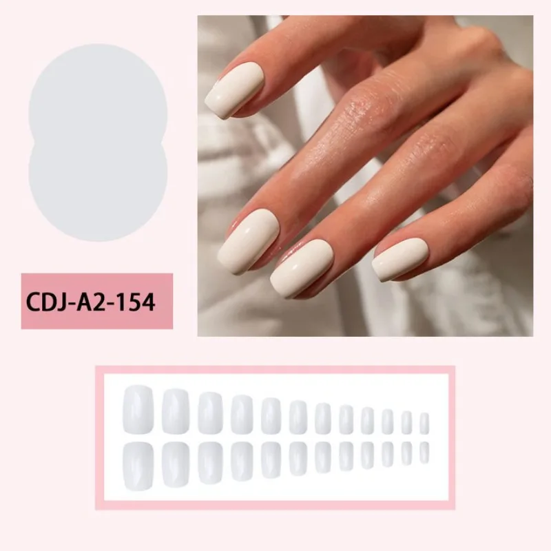 24Pcs False Nails Solid-Color Rectangular White Minimalist Press-On Nails—Perfect As A Gift for Girls and Friends