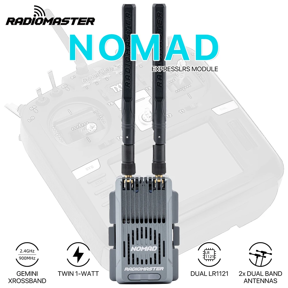 Radiomaster Nomad Dual Band Gemini Xrossband ExpressLRS Module Built-in RGB light Strip With Nano/Micro Module Adapter