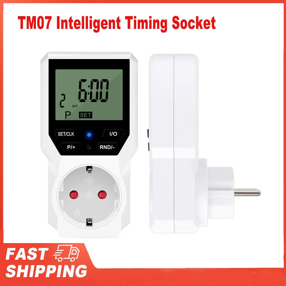 TM07 Intelligent Timing Socket EU Electrical Appliances Precise Control Device Remaining Time Display Timing Mode Setting Timer