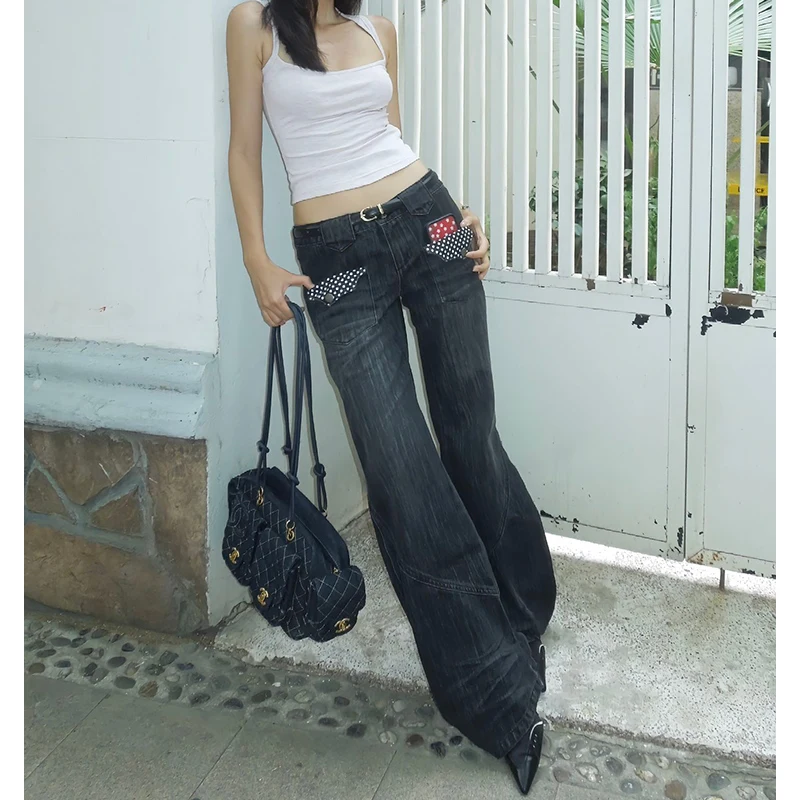 

Женские синие мешковатые джинсы-карго Harajuku Y2k 90-х годов Эстетические джинсовые брюки с высокой талией 2000-х годов Большие джинсовые брюки Винтажная одежда