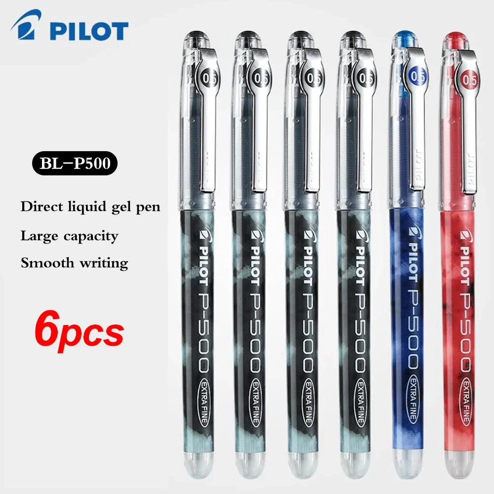 

6pcs Japan Pilot Gel Pen BL-P500 Straight Liquid Needle Pen 0.5mm Student Large Capacity Cute School Office Stationery