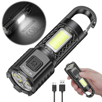 LED COB Zoomable Flashlight USB Charging Outdoor Portable Flashlight 3 Gears Emergency Flashlight for Outdoor Hiking Fishing