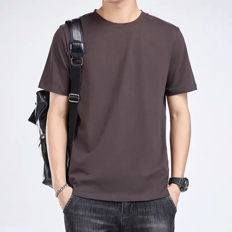 

New Luxury Korean Clothing Streetwear Trendy Casual T-Shirt 2024 Solid Short Sleeve Tee Oversized Summer Clothes for Men Tops