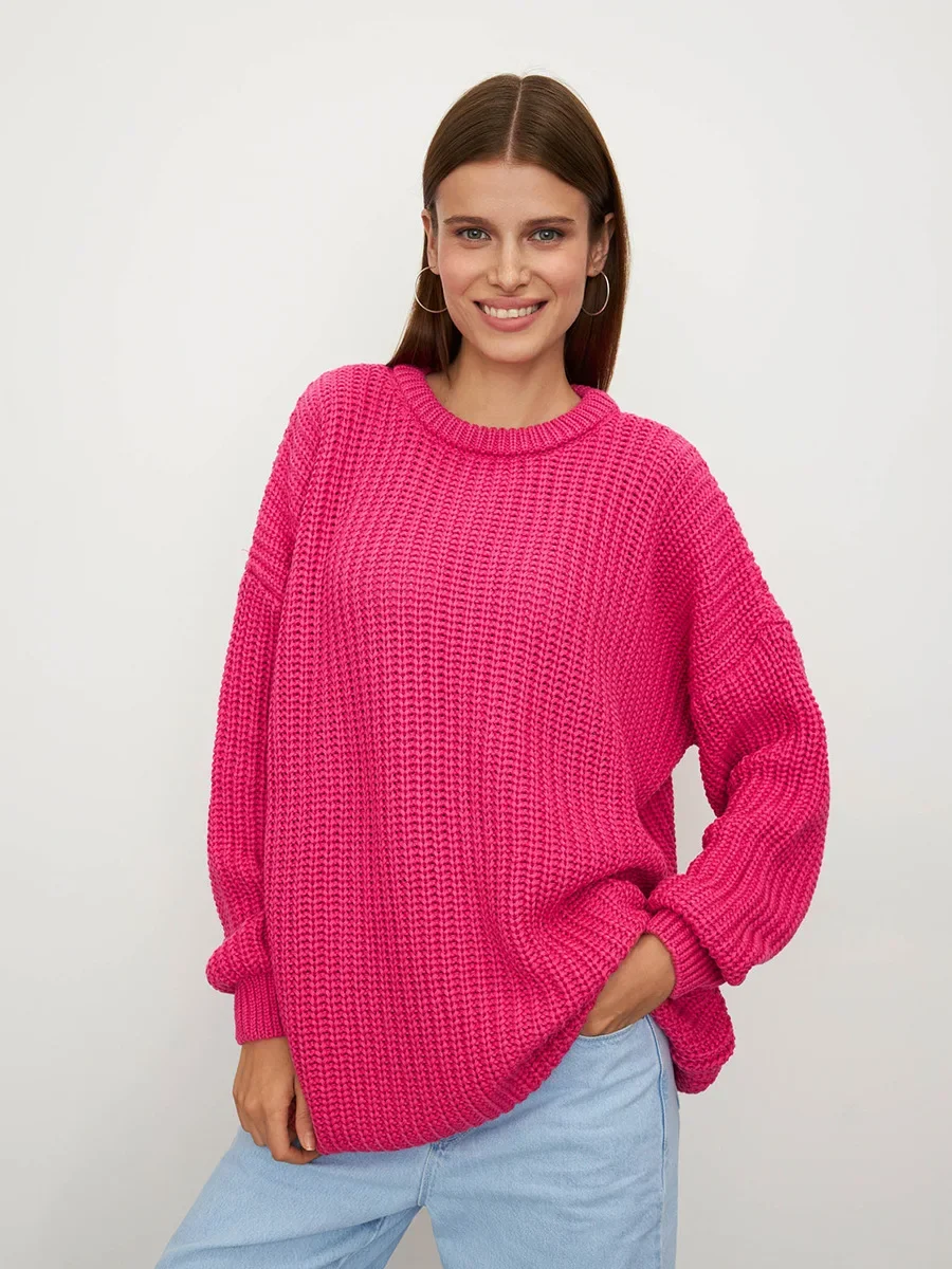 Blubelle Autumn Winter Women's Oversized Lantern Sleeve Waffle Knit Pullover Casual Loose Warm Sweater  Fashion Basic Daily Wear