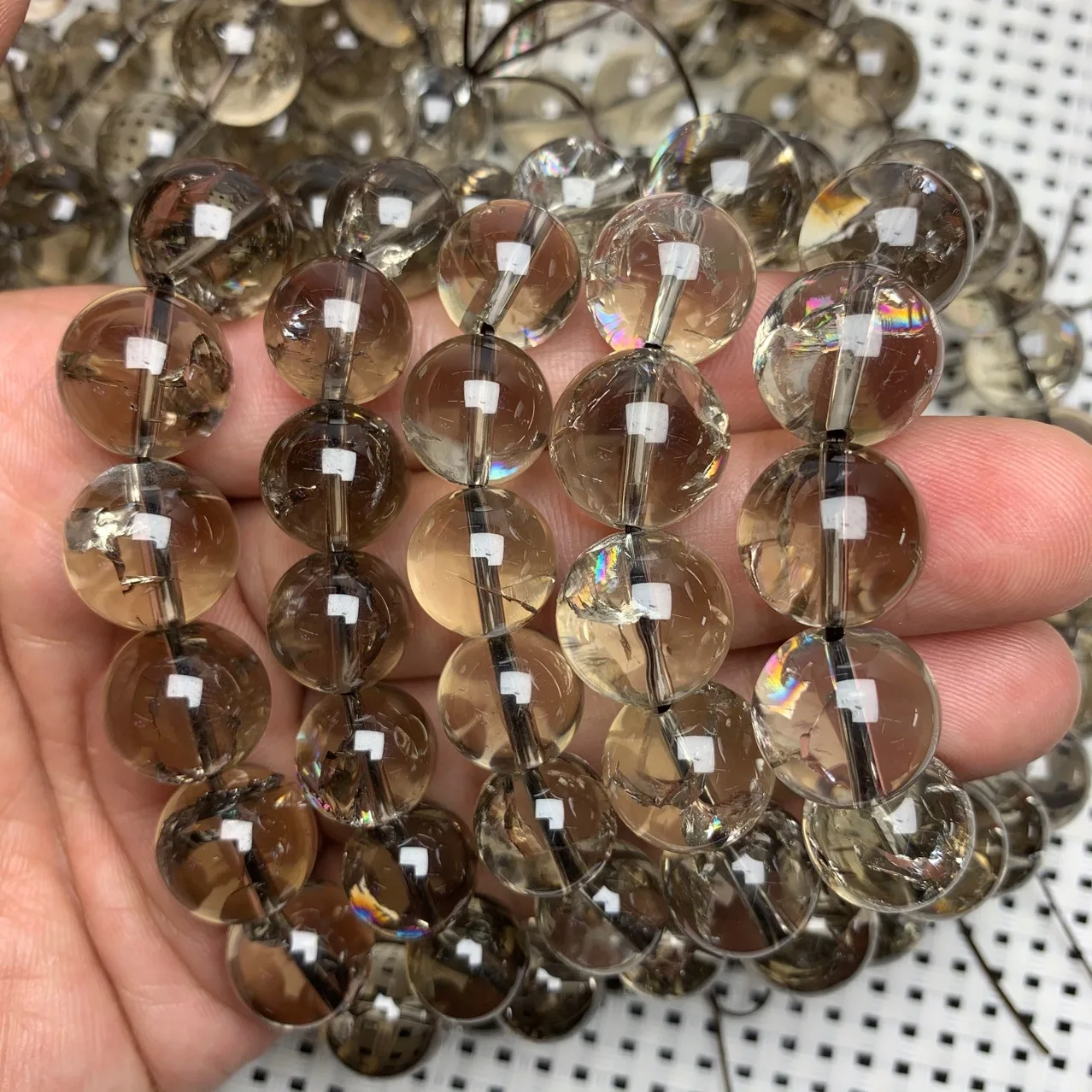 سوار كوارتز سموكي مستدير 8 مم 10 مم 12 مم 14 مم قطعة واحدة