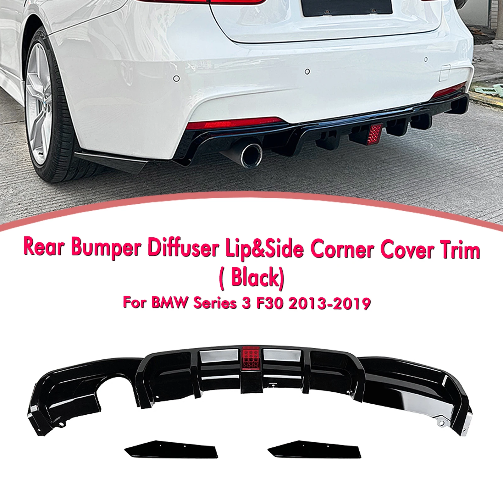 Rear Bumper Diffuser Lip Exhaust Guard Spoiler Splitter For BMW F30 3 Series M Sport 2013 2014 2015 2016 2017 2018 2019