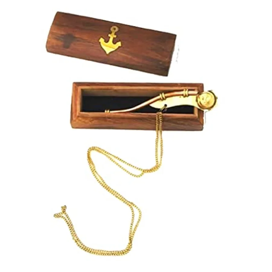 Utical Mariner Boatswains silbato cadena Bosun Pipe colección utical con caja de madera rústico Vintage decoración del hogar regalos