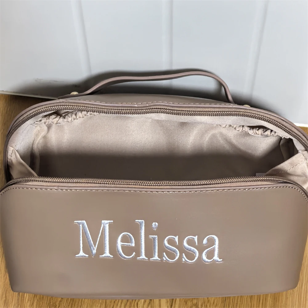 Custom Personalized PU Makeup Bag Women's Cosmetic Bags Embroidery Name Girl's High-quality Storage Bags Travel Toiletry Bags