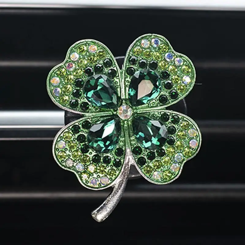 Car Vent Clips Alloy Four Leaf Clover Alloy Car Air Freshener Fragrance Decor Multifunctional Rotatable Car Interior Accessories