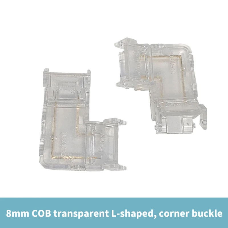 LED Strip Connector para COB Strip Lights, Strip Lights Connection, Terminal de ligação fácil, L Shape, 8mm, 10mm, 2Pin, alta densidade