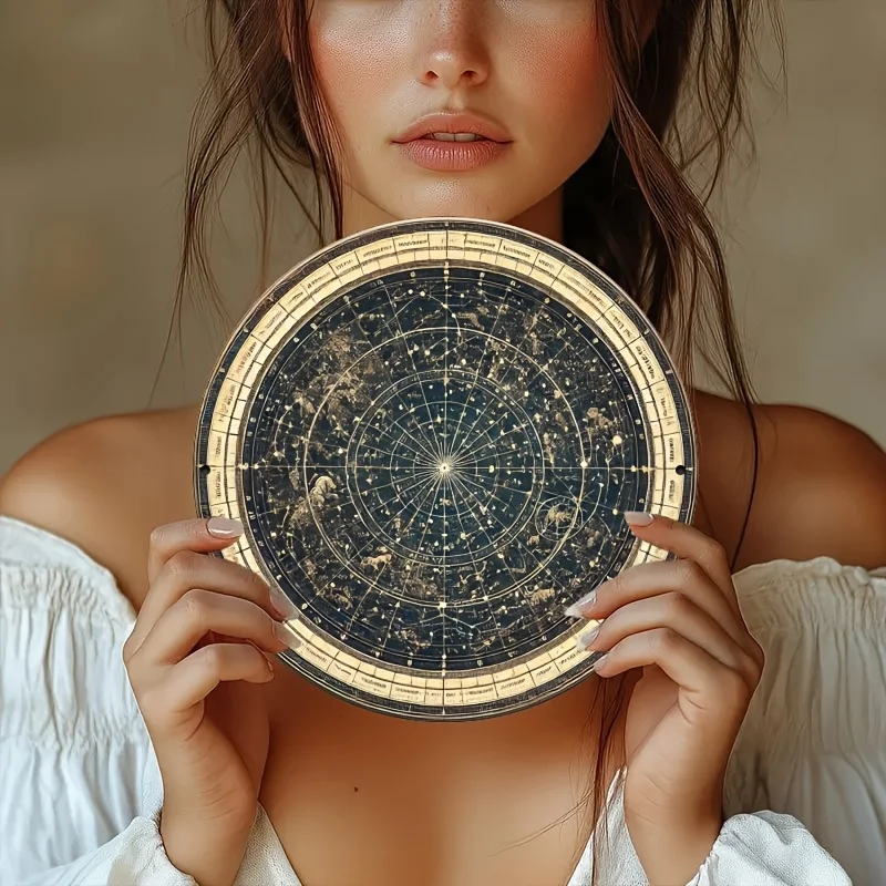 لافتات معدنية من القصدير على شكل خريطة نجمة دائرية، لوحة فنية جدارية عتيقة في المرآب - عشاق الفلك وديكور المنزل، ديكور القمر #2