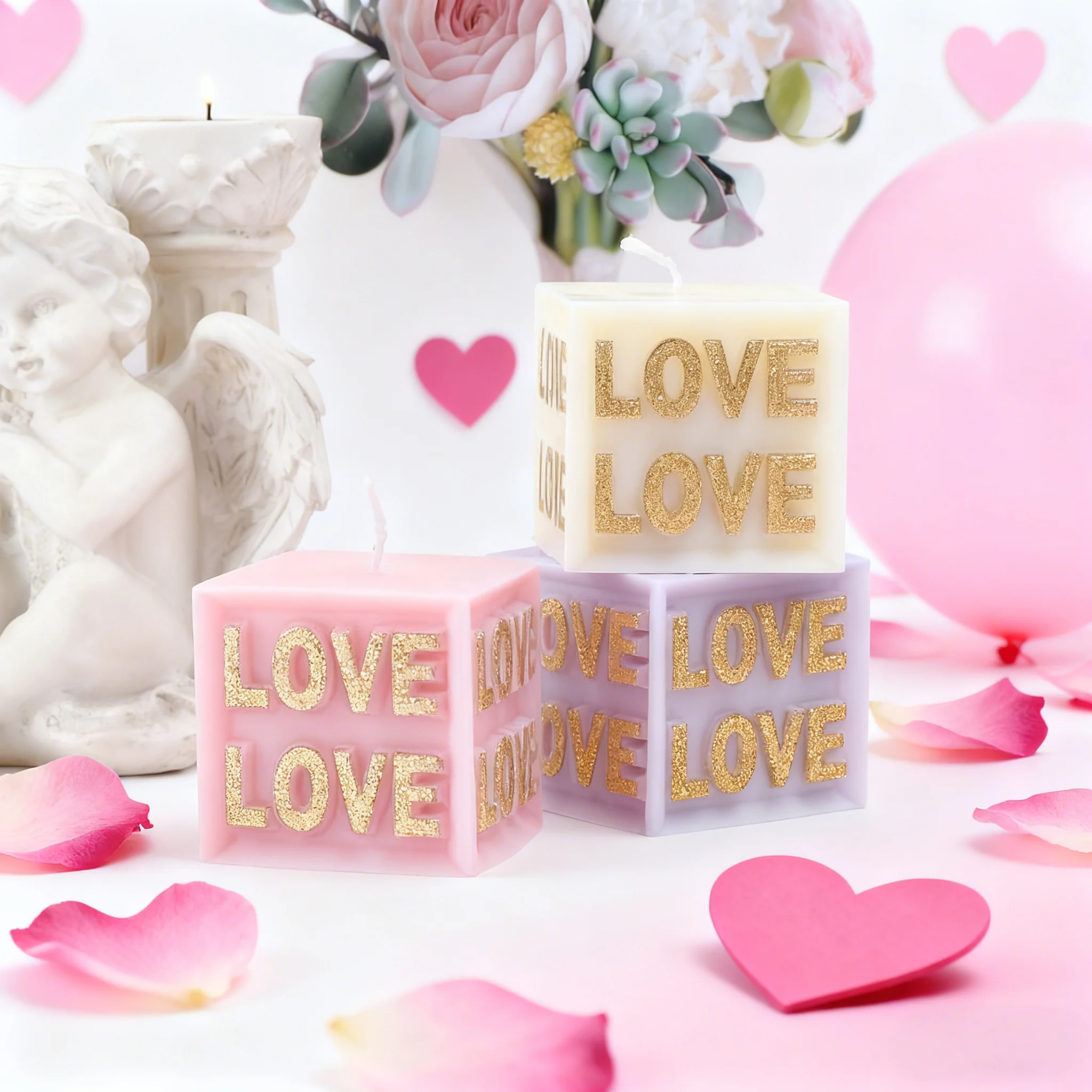 Love Slogan 3D Candle Mold Silicone Alphabet Letter Pillar Resin Mould DIY Handmade Soap Tool Gift