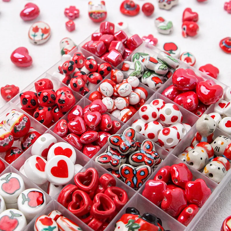 Seria Fire Red Ceramic Beads DIY Luźne koraliki Biżuteria Akcesoria