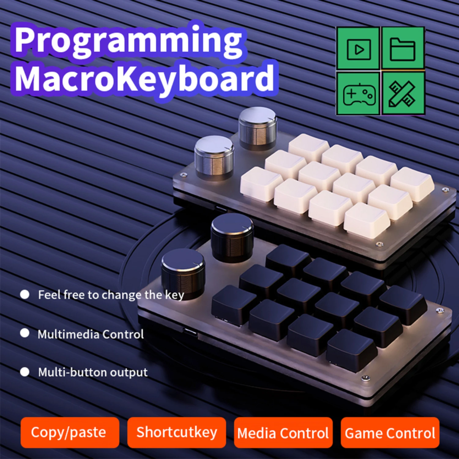 Programming Macro Keyboard Custom Knob Keyboard 12 Key 2 Knob Gaming  Copy Paste Photoshop Hotswap Keypad