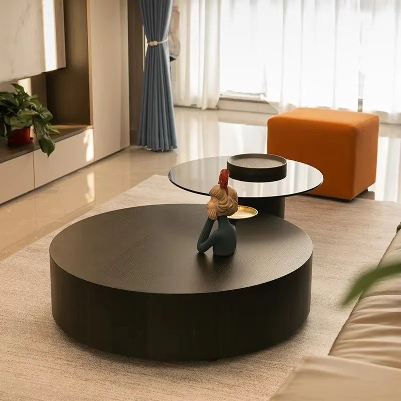Modern Minimalist Home Furniture Walnut Wood Frame with Removable Tempered Glass Top Coffee Table in Stylish Design