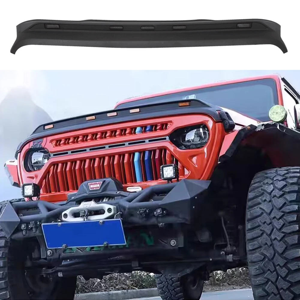 Hood Bug Front Gravel block Deflector Protector Stone Guard Baffle with Led Lamp For Jeep Wrangler JK2007-2017 SXMA J402