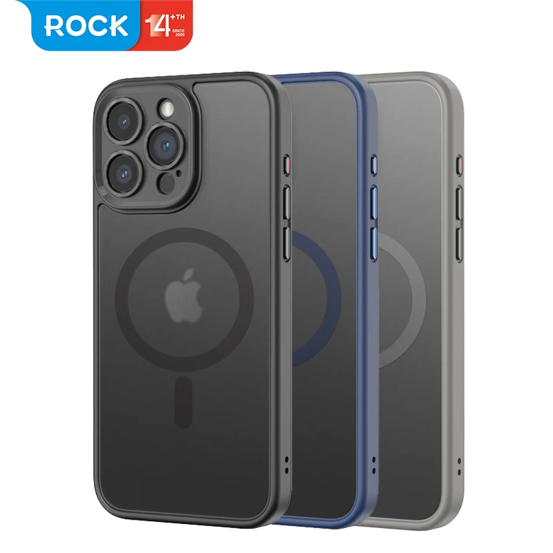 For iPhone 15 Pro Max Case Original ROCK Magnetic Shockproof Matte PC Case TPU Bumper Anti-knock Cover For iPhone 15 Pro