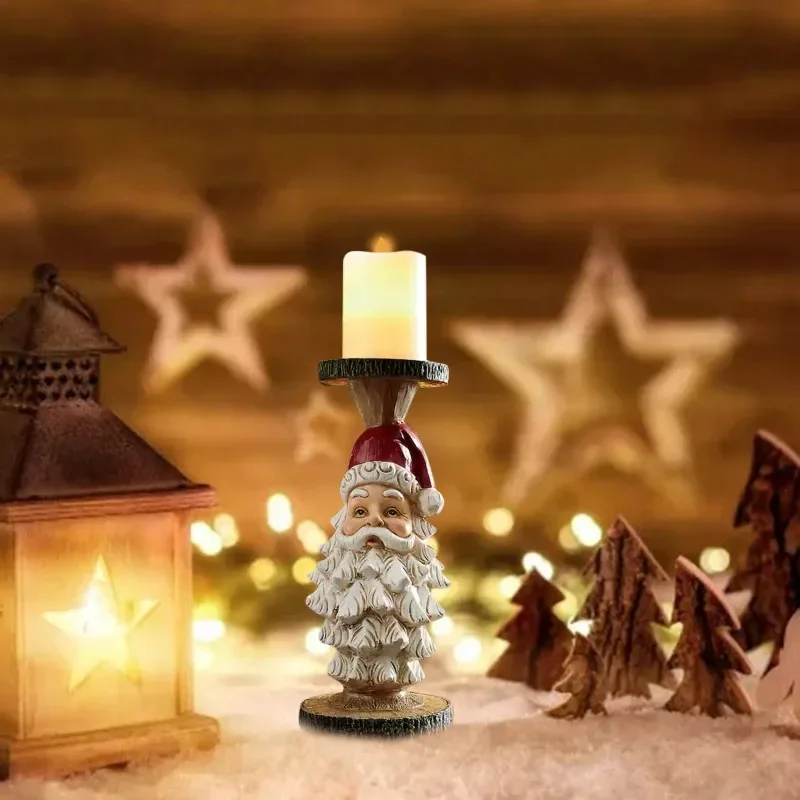 

Christmas Decoration Santa Claus Snowman Candle Holder Resin Ornaments New Year Xmas Navidad Home