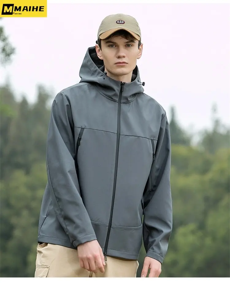 

Windbreaker Men's outdoor waterproof jacket Spring women's mountaineering camping windproof hooded jacket Youth sports coat