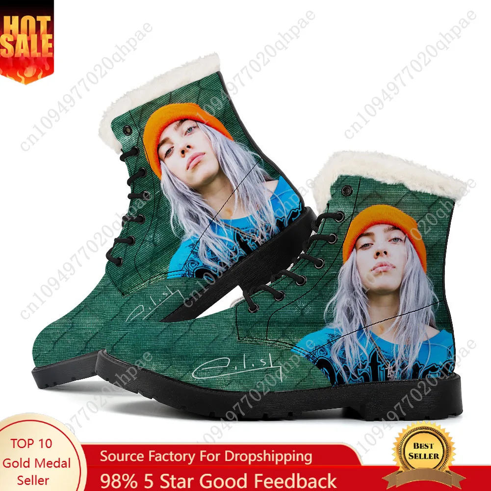 

B-Billie E-Eilish Plush Boots Mens Womens Teenager Shoes Casual Boot Outdoor Light High Quality Print on Demand Customize Shoe