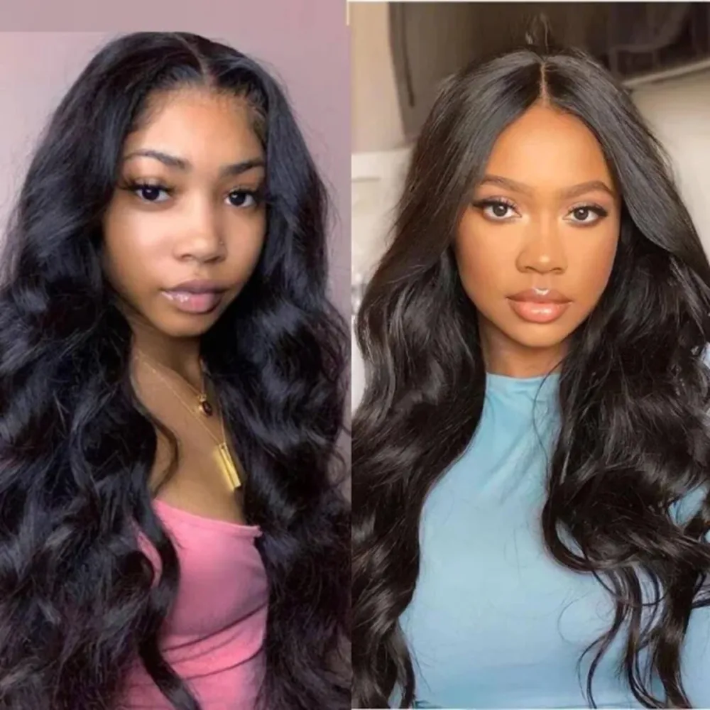 Brazilian Human Hair Bundles With Closure Body Wave 13x4 Lace Frontal Natural Black #1B Bundles With Closure Extensions 26 Inch