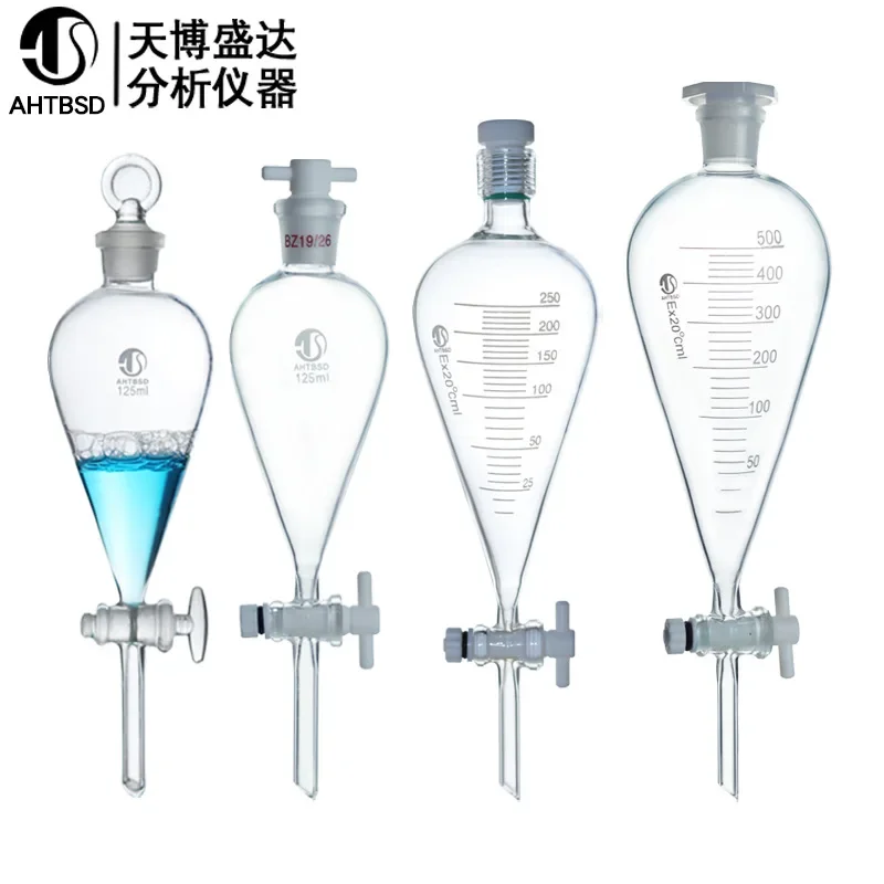 

Стеклянная разделительная воронка грушевидной формы, 250/500/1000 мл, воронка из ПТФЭ с внешней винтовой разделительной воронкой со шкалой