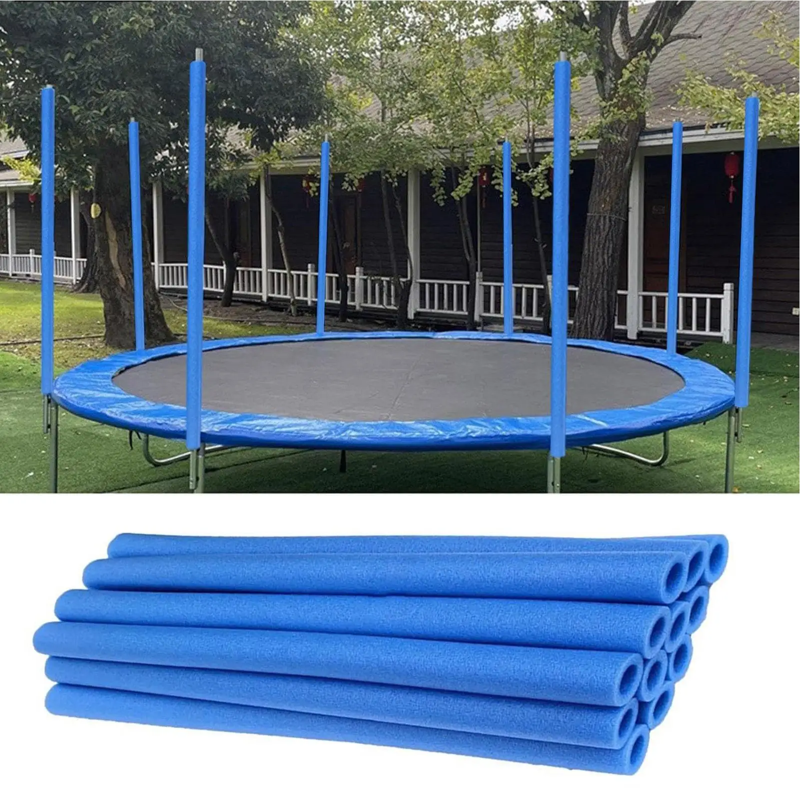Image of 12 Stück 40CM Trampolin-Stangenabdeckungen Schaumstoffummantelung Schaumstoffrohr-Schutzhüllen Blaue Trampolin-Stangen-Schaumstoffhüllen
