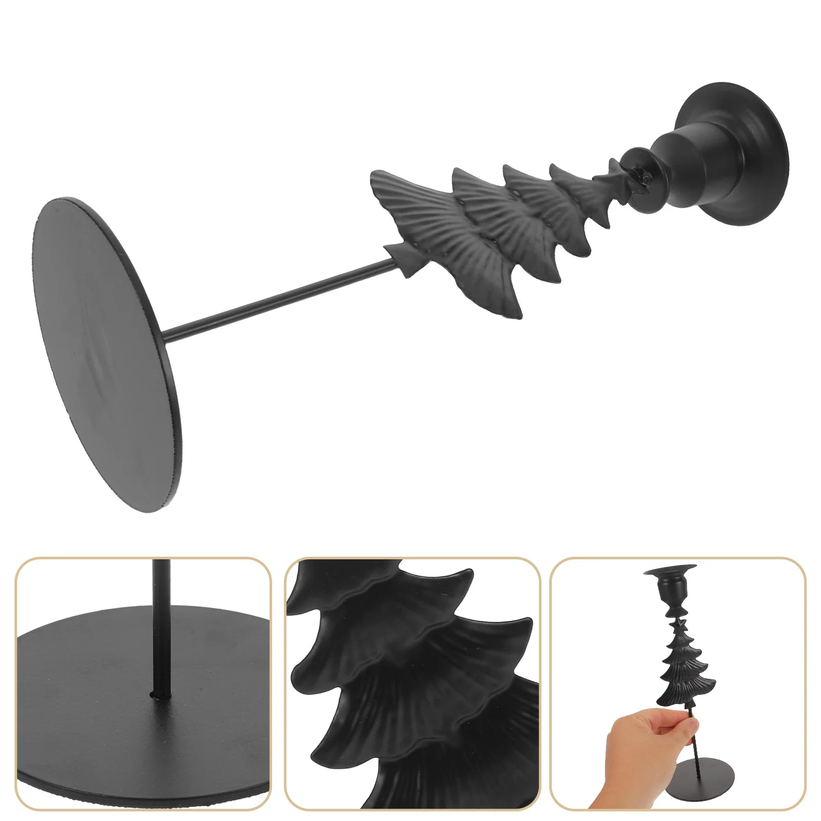 

Black Metal Christmas Tree Candlestick Holder Tall Taper Stand for Holiday Mantel Tabletop Decorations Tree Candlesticks