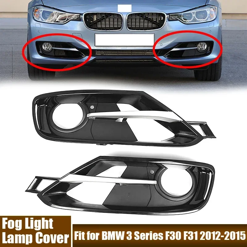 

2Pcs/Pair Car Lamp Covers Front Bumper Fog Light Lampshade Fit For BMW 3 Series F30 F31 2012-2015, W/ TRIM LINES, W/ SPORT LINE