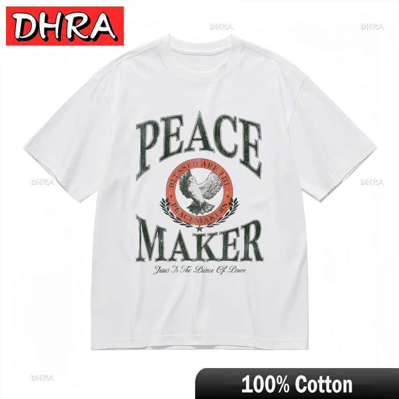 

Women's Oversize T-shirt with Dove Peacemaker Graphic Unisex 100% Cotton Tops Vintage Funny Printed Graphic T-Shirts for Men