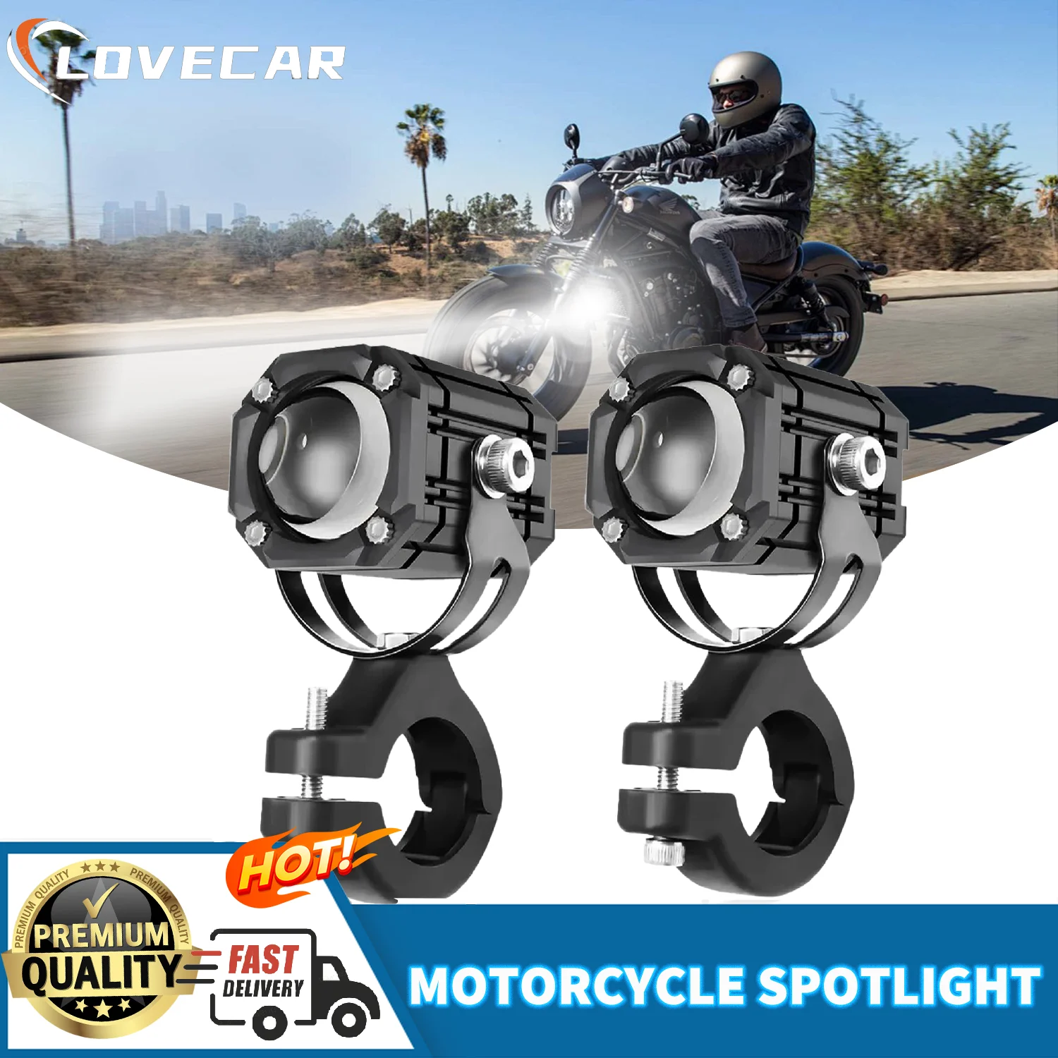 

Auxiliary LED Spot Light Dual Color Hi/Low Beam Strobe Red Blue Demon Eye for DV F800GS F650 K1200S Accessories Driving Light