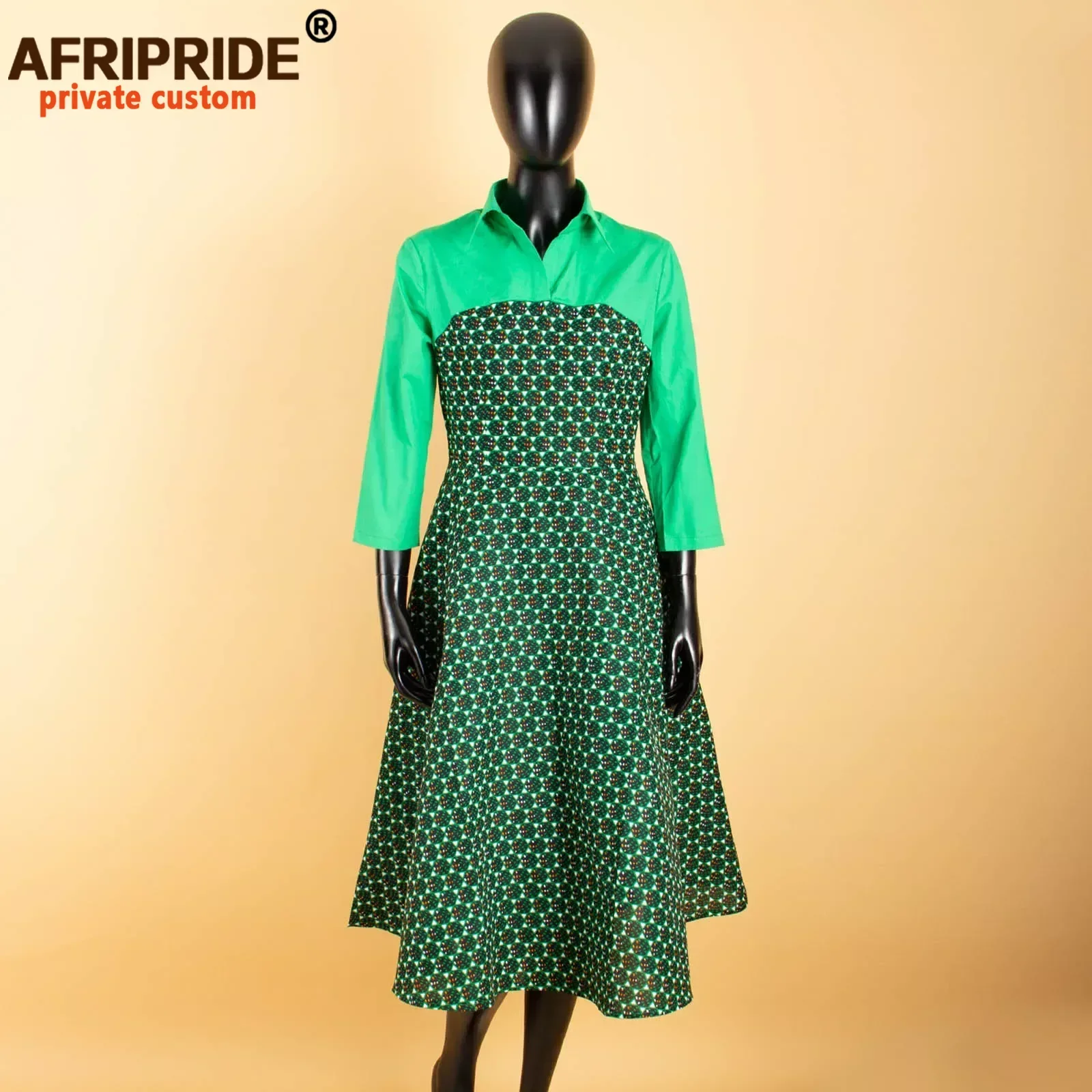 2026 African A Line Dresses for Women Crop Top Print Dress Casual Party Outfit Dashiki Clothing Wax Cotton AFRIPRIDE A1925042