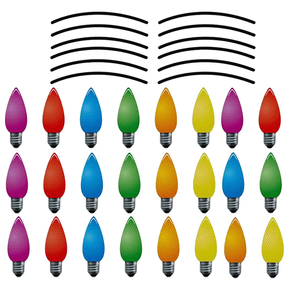 1 Set  Reflective Bulb Magnet Sticker Reflective Car Magnets Garden Wall Holiday Bulb Magnets reflective light bulb magnet decor