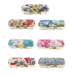 Lipstick Case with Mirror,Portable Lipstick Holder Makeup Case Jewelry Box,Traditional Chinese Flower Design