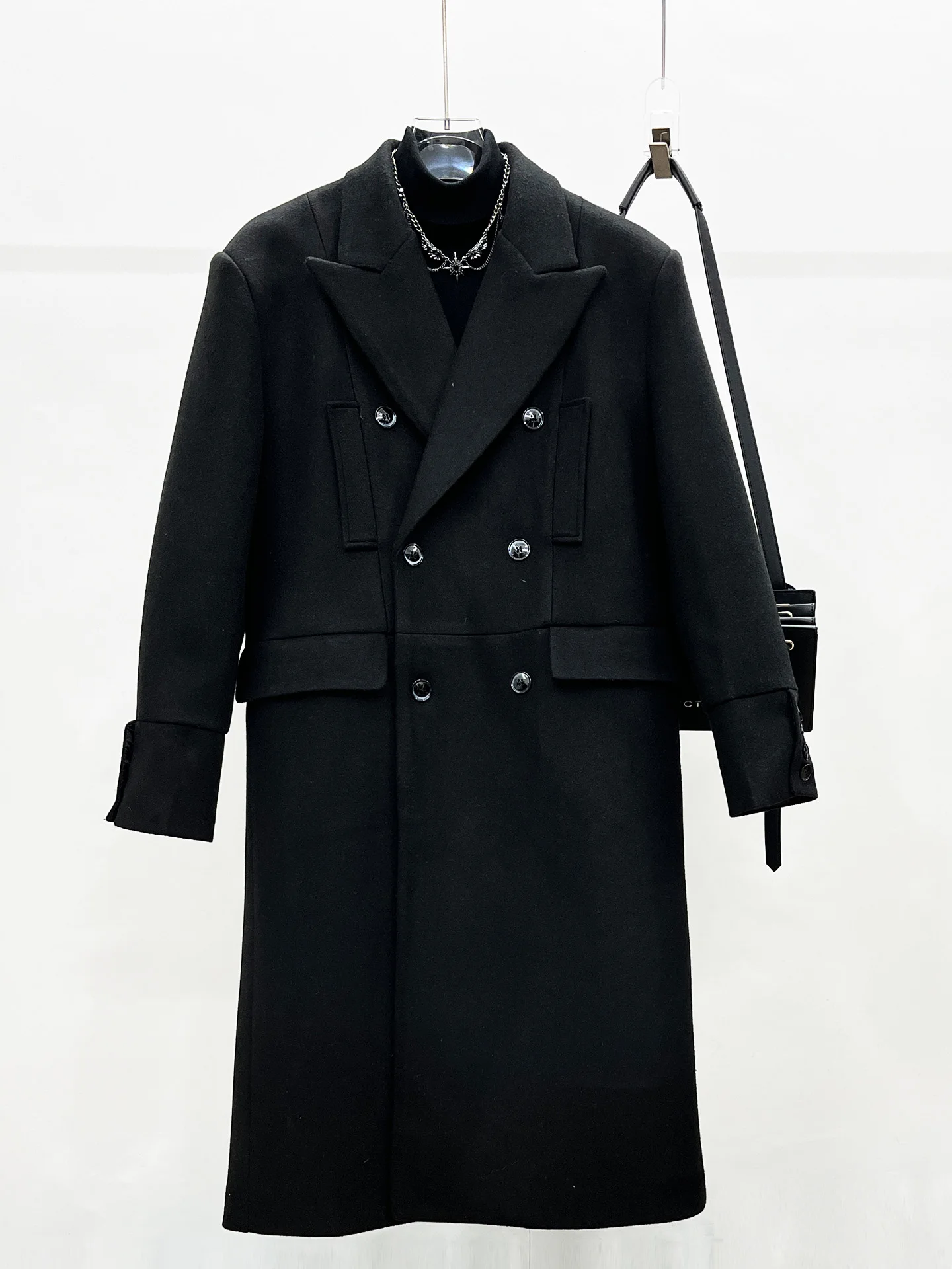 

Модное длинное шерстяное пальто выше колена с подплечниками, 3D-деконструированным кроем, повседневное, премиум-класса, осенне-зимняя верхняя одежда для молодежи