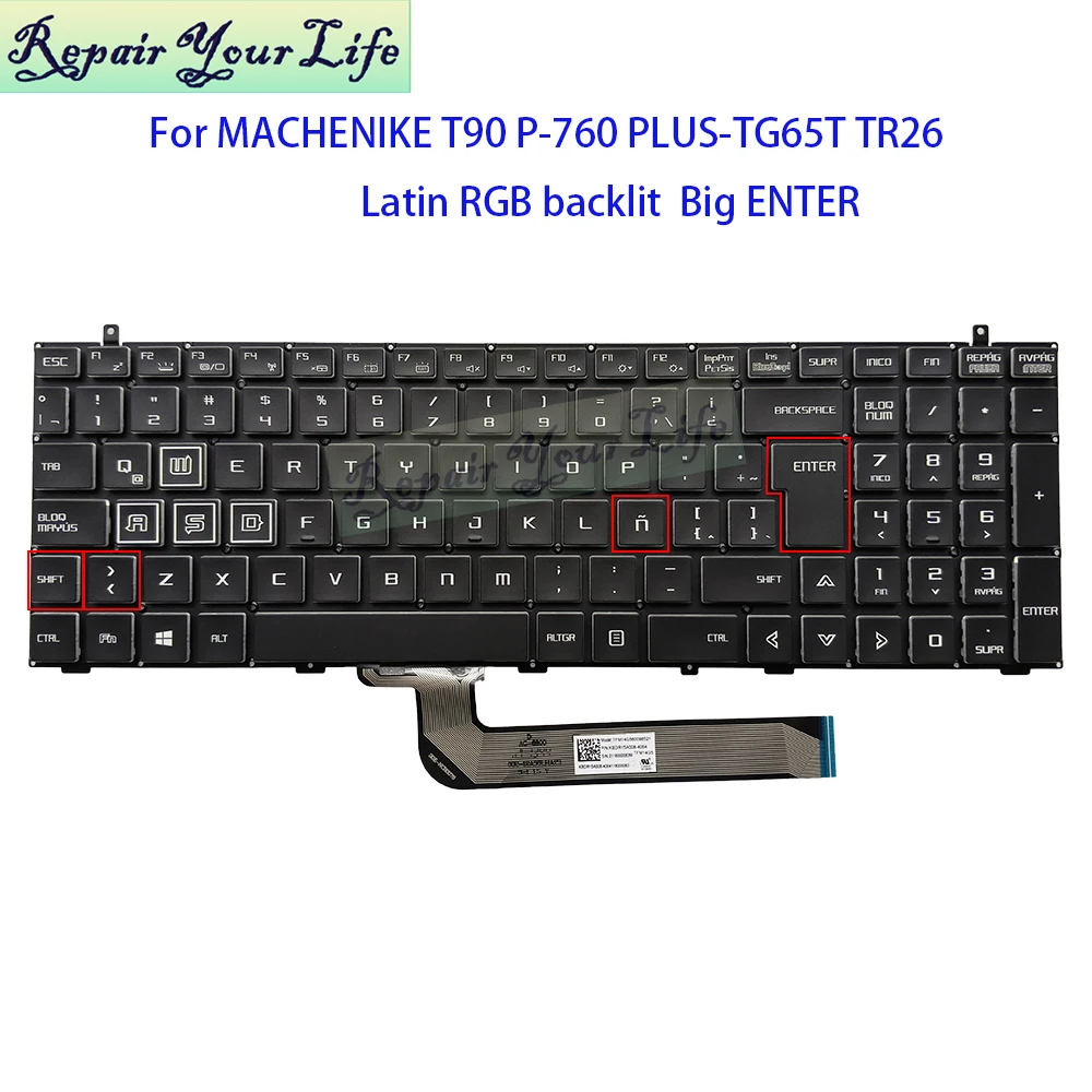 Brazilian Latin Spain RGB Backlit Keyboard For Machenike T90 Plus P-760 PLUS-TG65T TR26 For MECHREVO X3-S X8Ti-s X8 Pro Teclado