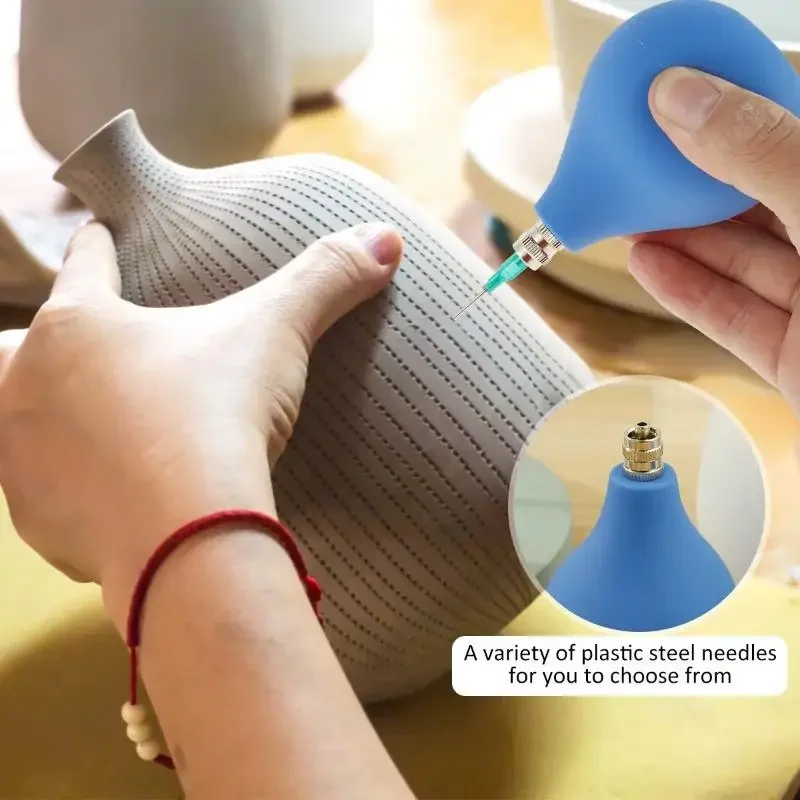 Pottery Precision Applicator Set Silicone Squeeze Bottle with Ceramic Tip Plastic Steel Needle Funnel for Glaze Slip Trailing