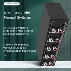 4 in 1 RCA AUX Stereo Audio Selector Audio Switcher 4 inputs 1 Output Passive 3.5mm Aux L/R RCA Audio Switch Box Analog Sharer