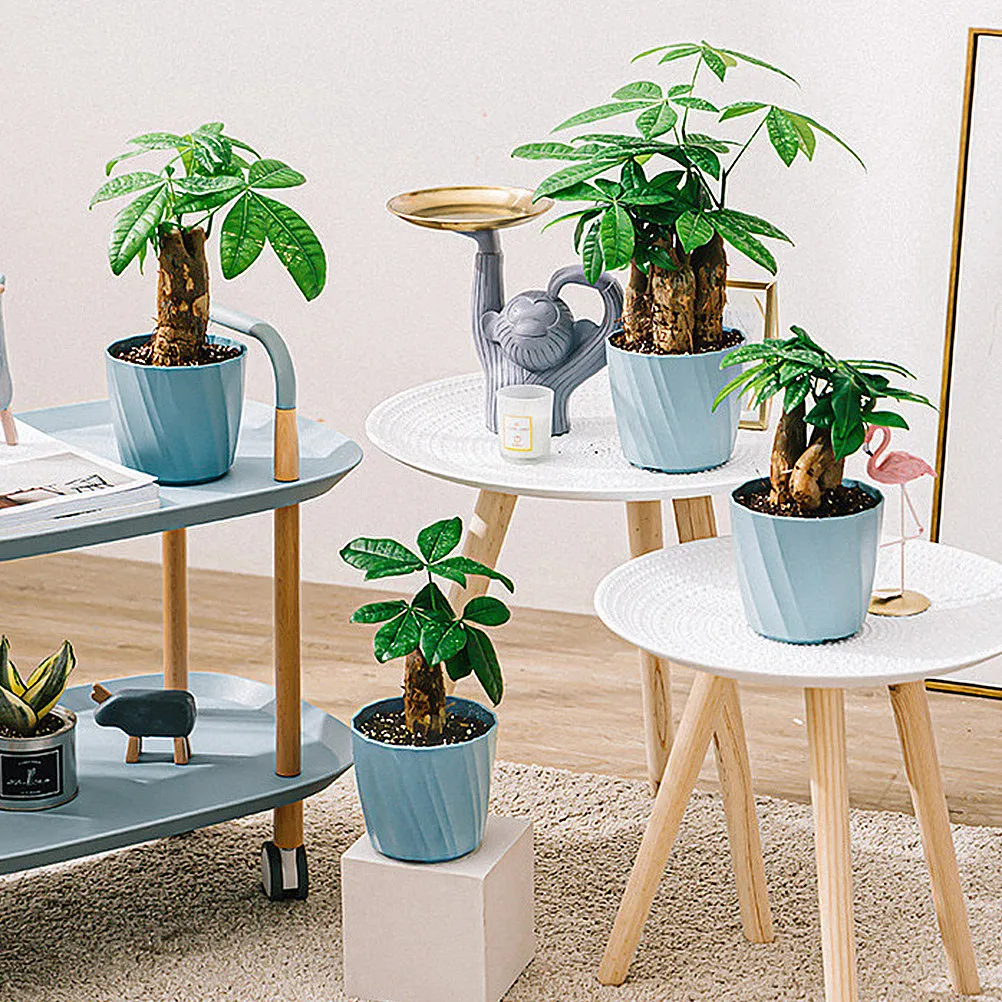 4Pcs Vivid Chic Plastic Flowerpot Set Succulent Planter Container Simple Design Home Pot Decor Outdoor Indoor Balcony Patio Use