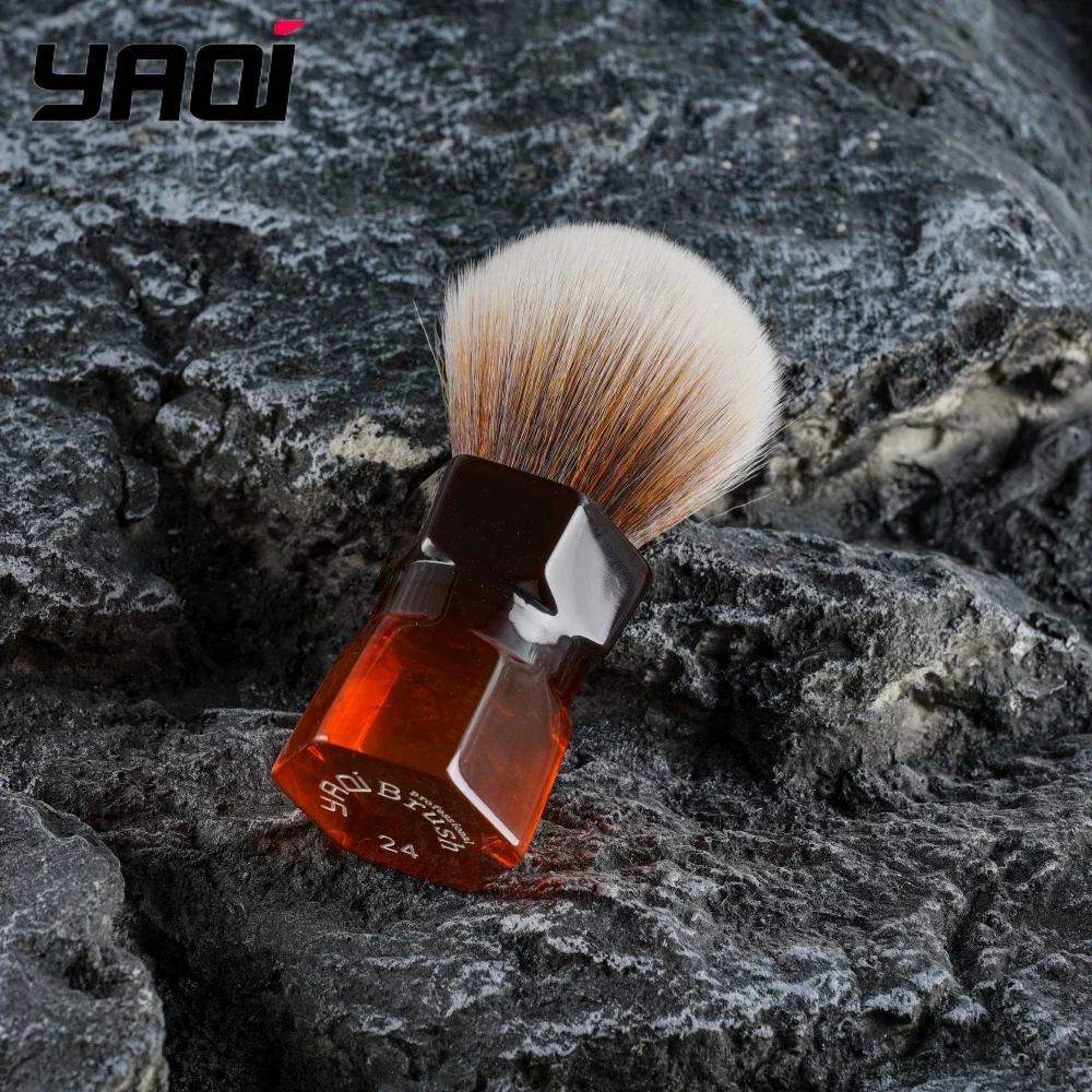 2026 YAQI 24mm Moka Express Synthetic Shaving Brush for Men's Beard Premium Quality Non-Sensitive Bristles