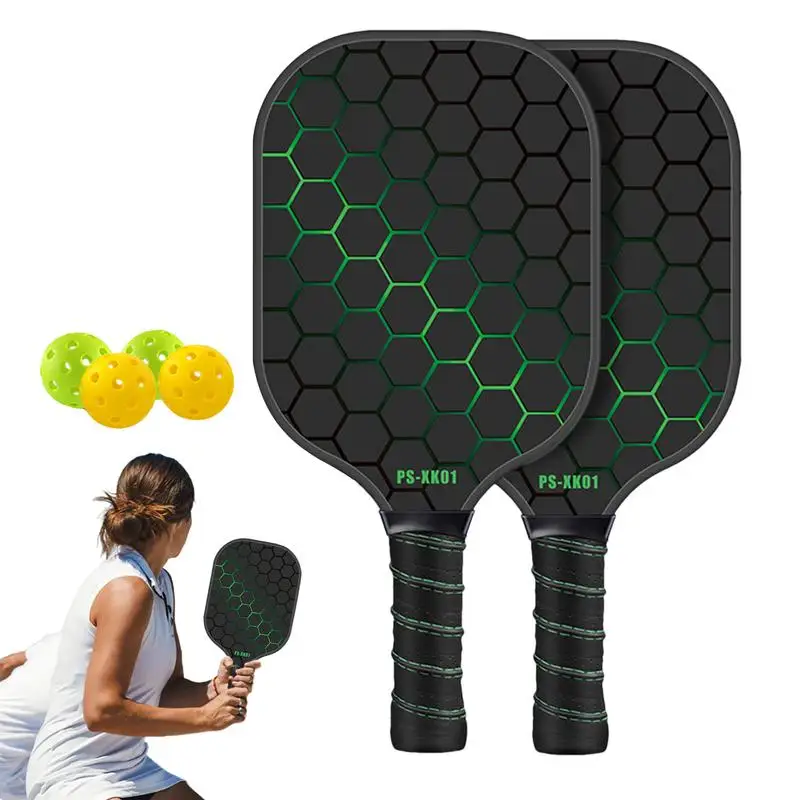 Pickle Ball Paddle Set Of 2 Pro Racquet Sets Paddle Ball Rackets Fiberglass Pickle Ball Paddles 4 Pickle Balls Court Equipment