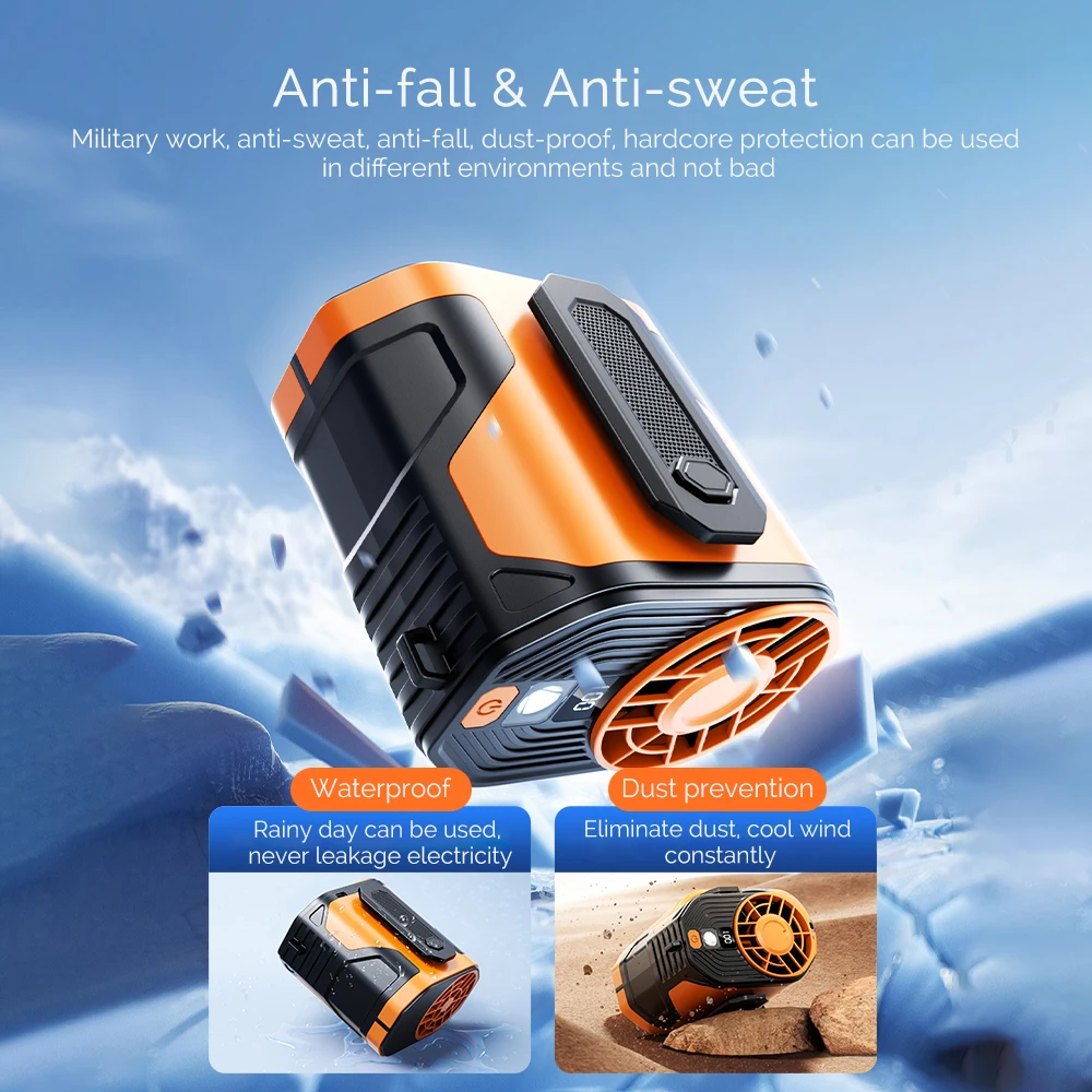 مروحة معلقة على الخصر يمكن ارتداؤها، مروحة خصر محمولة لموقع البناء الخارجي، مروحة إضاءة ليلية لتبريد مروحة USB صغيرة معلقة على الرقبة