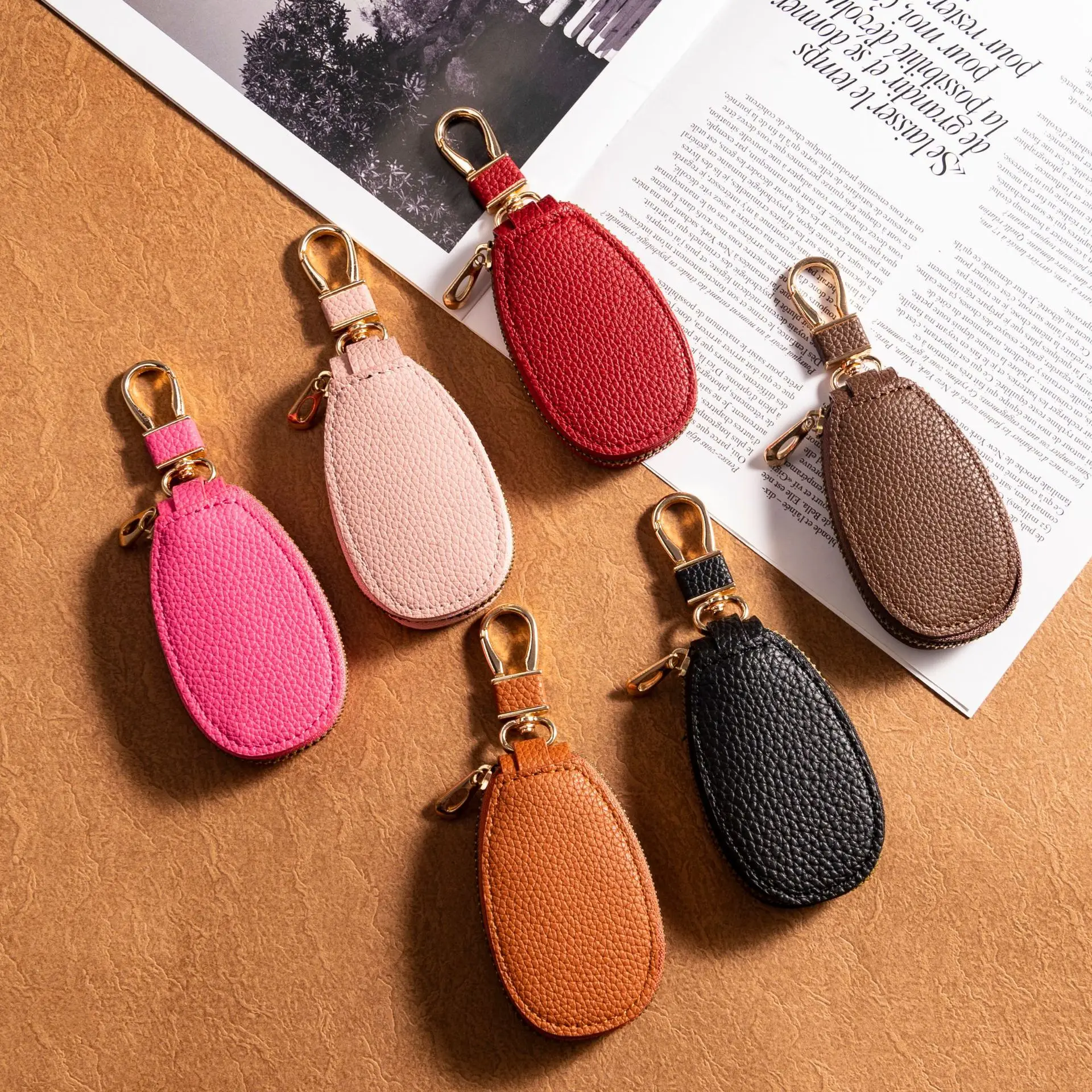 1Pcs Leather Key Holder Minimalist Keychain Case Wallet Key Storage Case Key Protector Large-capacity Multifunctional Key Pouch