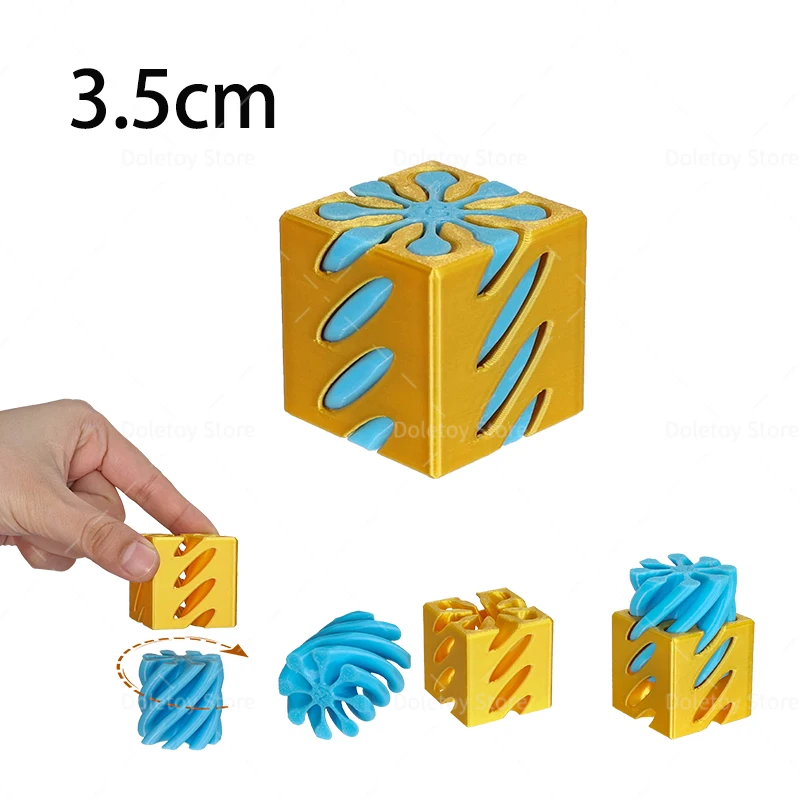 New 3D Printed Helix Screw Rotating Toys Stress Reducing Tool Egg Groud Cube Passthrough Sculpture Spiral Cone Home Decoration