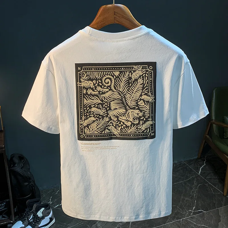 High-end short-sleeved T-shirt men's summer fashion printed breathable loose men's fashion thin