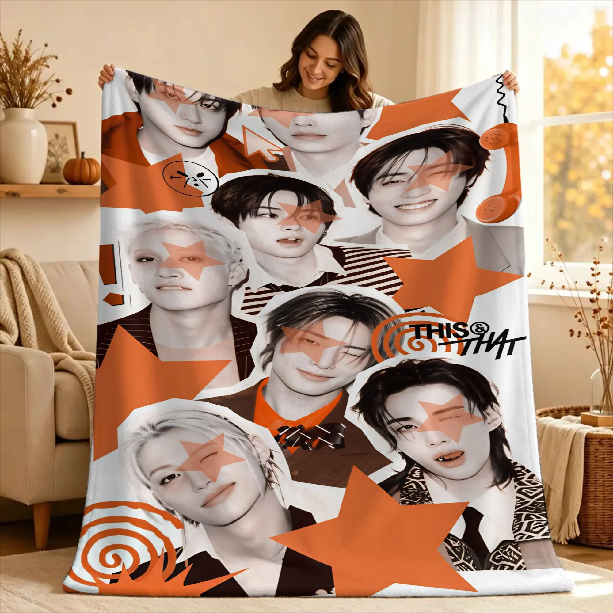 KPOP S-Strays Blanket For kids  Airplane Travel Flannel Throw Blanket For Living Room Soft Design Quality Bedspread Gift Idea