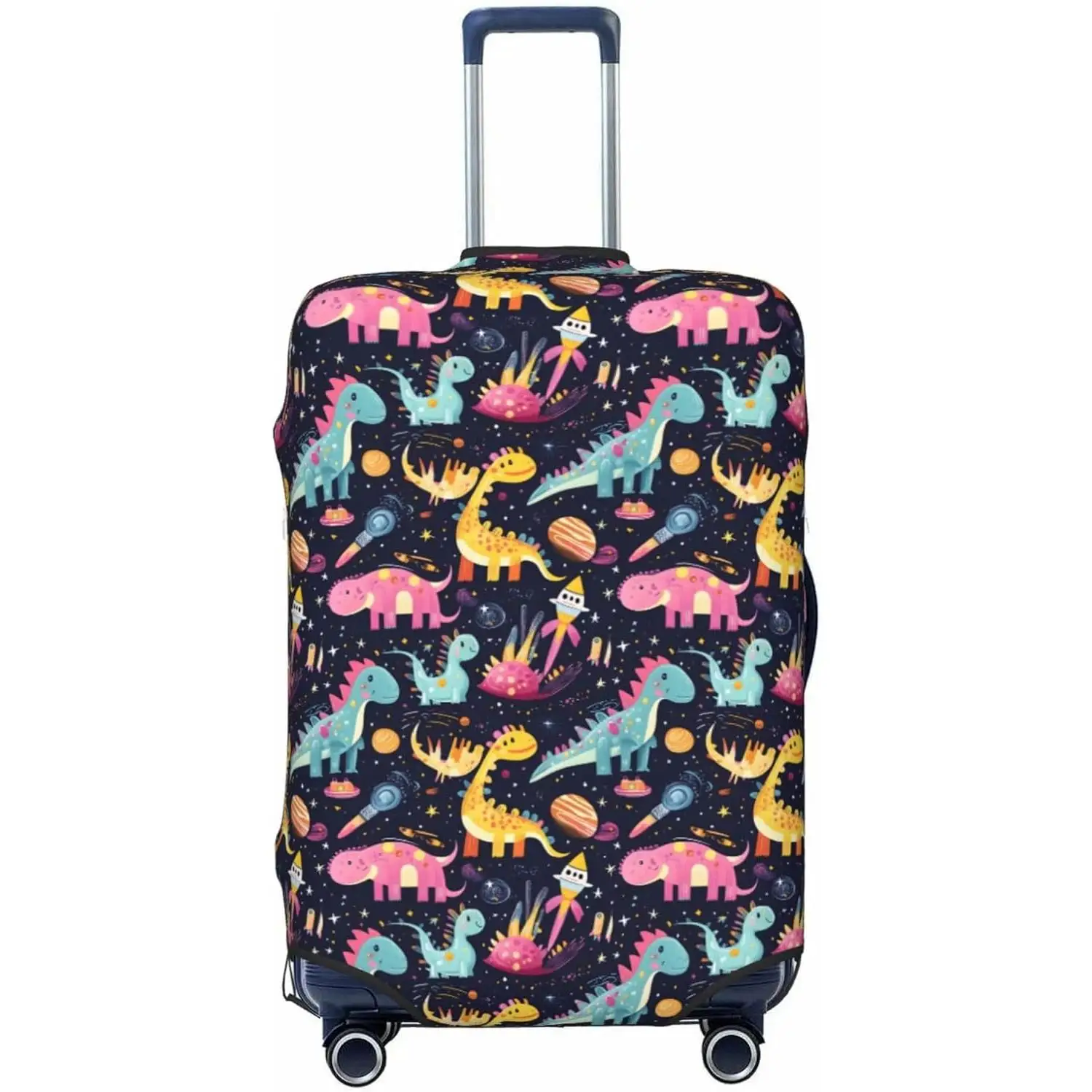 

Чехол для багажа с рисунком космического динозавра и приключений, мягкий мультяшный красочный чехол для чемодана с принтом динозавра для багажа